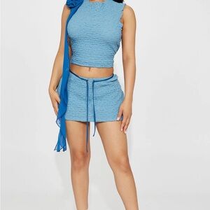 Fashion Nova Sky Blue Textured Set
